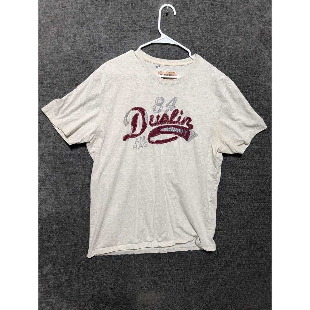 American Rag Mens Dublin Rugby 84 Graphic T Shirt Heather Gray XXL Distressed